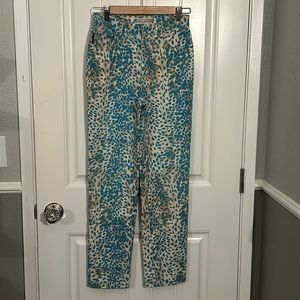 krizia Vintage vintage blue & beige leopard print high waited pants size 27W